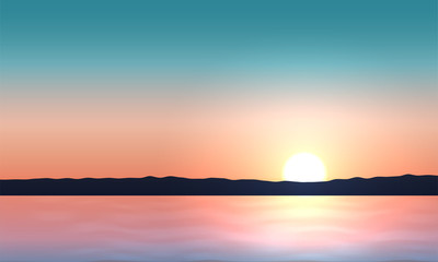Fototapeta na wymiar Sunset on hill at sky ocean colorful.