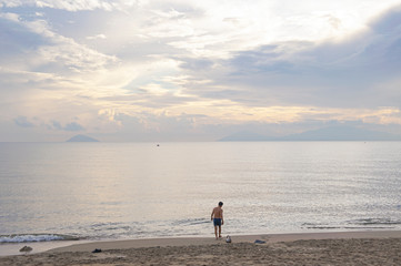 Man walking on beach