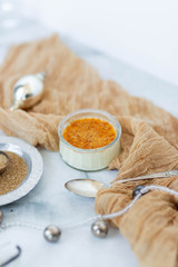Creme brulee with raw sugar
