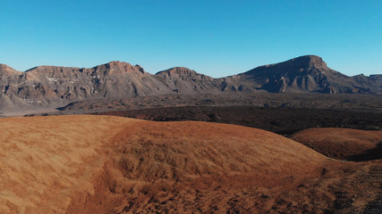 Aerial view - behind the desert overlooking the mountains, Tenerife, Teide National Park
