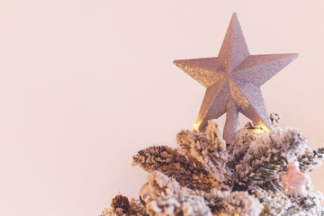 Decorative star on top of christmas tree