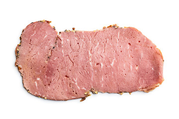 Sliced roast beef. Tasty fresh meat.