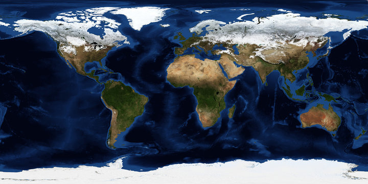 Fototapeta Winter world map. Aerial view