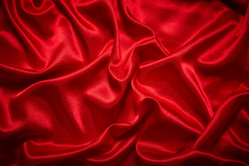 Luxury red satin smooth fabric background for celebration, ceremony, event invitation card or advertising poster