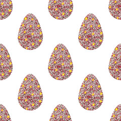 multi-colored abstract Easter eggs seamless pattern. Watercolor decorative drawing