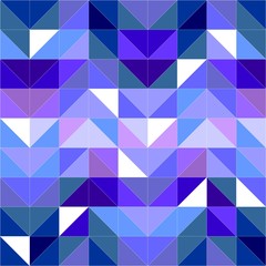 Fototapeta premium Seamless vector blue pattern, texture or background. Violet, navy blue and dark colorful geometric mosaic shapes. Hipster flat surface design triangle wallpaper with aztec chevron zig zag print