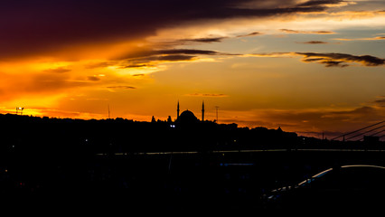 sunset in the city of Istanbul