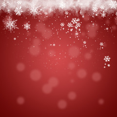 Obraz na płótnie Canvas Red Winter Background with snowflakes. Christmas card.