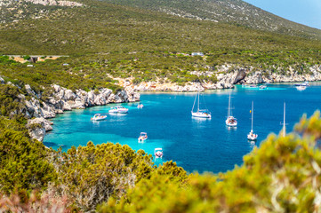 View from Torre del Bollo in Regional Natural Park Porto Conte (Sardinia, Italy, popular travel destination in Europe)