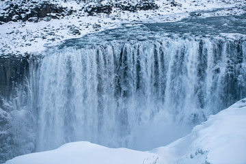 Dettifoss waterfall in winter season