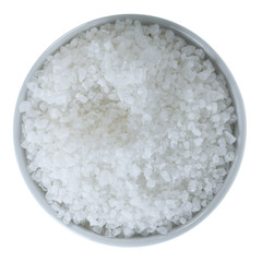 sea salt in bowl isolated on white background