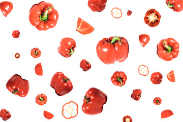 fresh red bell pepper on white background