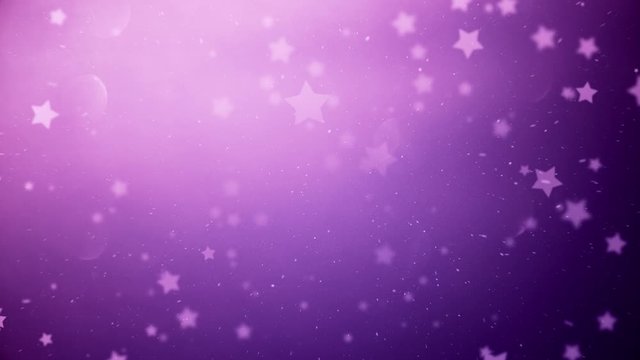 Pink blue colored Christmas and New Year star shape bokeh copy space animation background.
