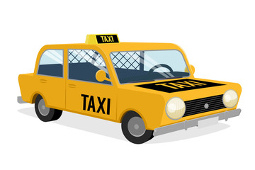 funny cartoon illustration of a taxi