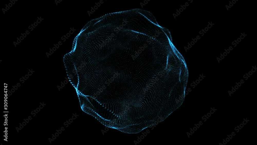 Wall mural abstract glowing sphere. glow particles. wavy round shape. motion background. futuristic element. is