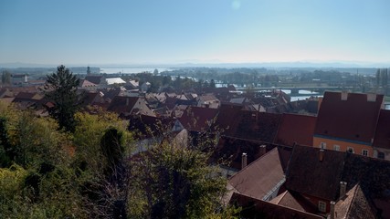 roofs of ptuj city in slovenia from the castle lookout