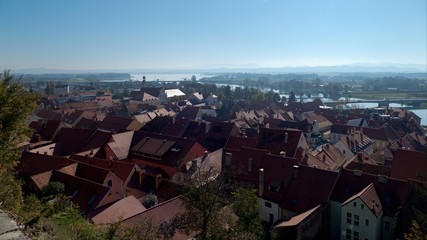 roofs of ptuj city in slovenia from the castle lookout