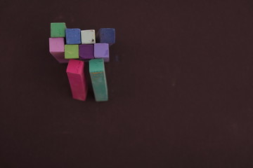 Fototapeta na wymiar Color Chalk Cubes