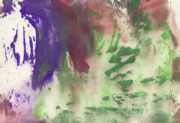 Abstract background, hand-painted texture, watercolor painting, splashes, drops of paint, paint smears.