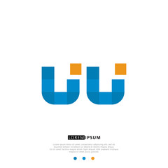 UU U U Logo Monogram with Blue and yellow Colors. modern letter logo design