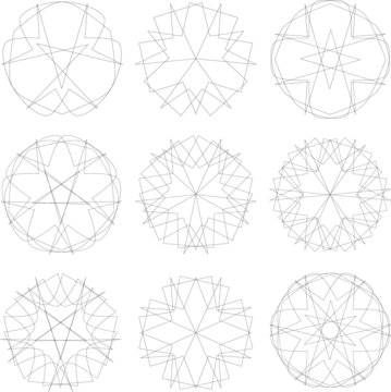 Holiday patterns of stars and flowers for gifts geometric pentagram 