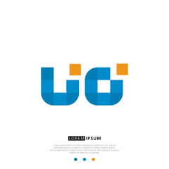 UO U O Logo Monogram with Blue and yellow Colors. modern letter logo design