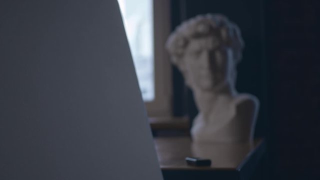 Paper for drawings and bust, focus transition, shallow depth of field