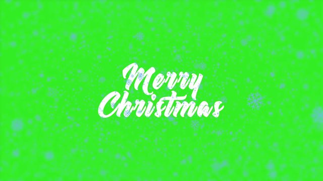 Interesting snow animation revealing Merry Christmas text postcard on green screen background