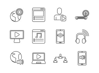 bundle of streaming set icons