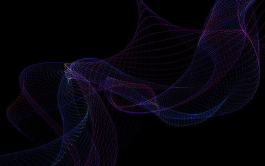 Dark abstract background with a glowing abstract waves