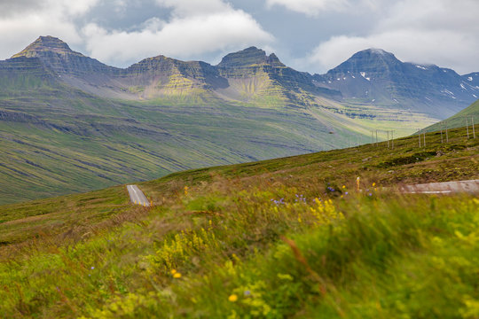 Picture of wild and deserted nature in eastern iceland in summer