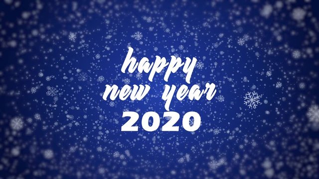 Happy New Year 2020 family postcard animation with snowflakes and text