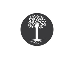 Naklejka premium hand tree logo template vector illustration