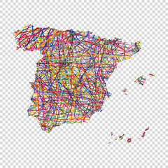 vector colorful map of Spain on white background