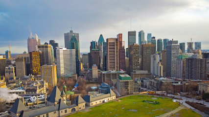 Fototapeta na wymiar Montreal panoramic view on skyscrapers buildings