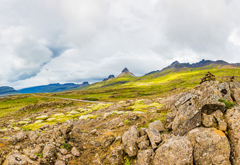 Picture of wild and deserted nature in eastern iceland in summer