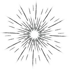 Vector illustration of star. Radial speed lines in round form. White background. Design element for logo, sign, symbol, comic book, prints, web pages, template and monochrome pattern