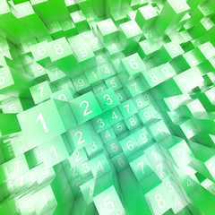 Fototapeta na wymiar Infinite random numbers abstract background, original 3d rendering illustration