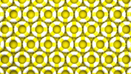 Yellow swim rings on yellow background.3D render illustration.