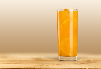 Orange Juice in glass on   background.