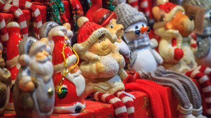 Festive cityscape - view of the Christmas decorations closeup on the Christmas Market (Weihnachtsmarkt) in the city of Vienna, Austria