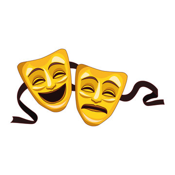 tragedy and comedy theater masks icon, colorful design
