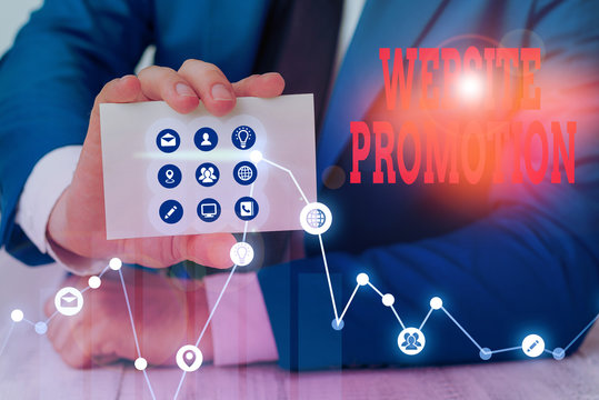 Conceptual hand writing showing Website Promotion. Concept meaning increase exposure of a website to bring more visitors