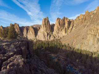 Cliffs of a huge canyon with a river, usa, top view, Beautiful nature