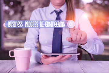 Handwriting text writing Business Process Re Engineering. Conceptual photo the analysis and design...