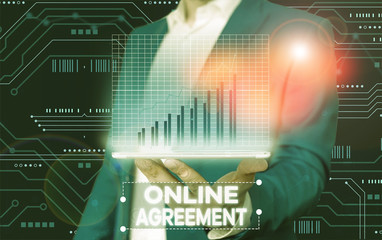 Conceptual hand writing showing Online Agreement. Concept meaning contract modelled signed and executed electronically