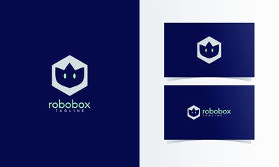 Robot Kids Logo mark with business card template design for branding identity