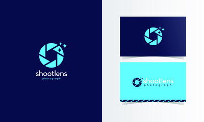 Shoot Lens Photography Logo Mark with business card template design for branding identity
