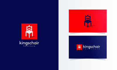 King Chair Furniture logo mark with business card template design for branding identity