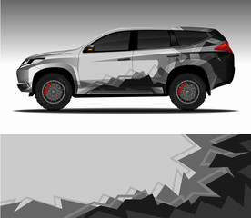 Car wrap decal design vector,  livery race rally car vehicle sticker. 4x4 Suv © 21graphic